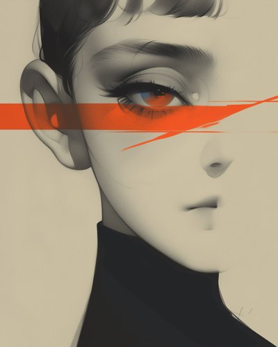 男孩素描，漫画风格，帆布和壁框按需打印 作者 法赫塔利·阿卜杜勒拉希姆