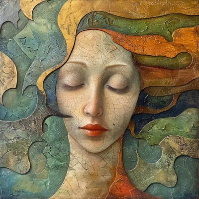 充满活力的女性抽象肖像，多彩流畅的风格，在线定制帆布打印画 作者 法赫塔利·阿卜杜勒拉希姆
