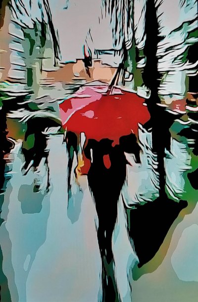 红色城市雨伞 作者 马韦特 