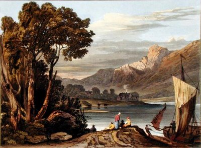 新堰。仰望河流，从River Wye描述的板块11，由Theodore Henry Fielding（1781-1851）雕刻，1818年（手工彩色aquatint） 作者 部署后的AV Copley