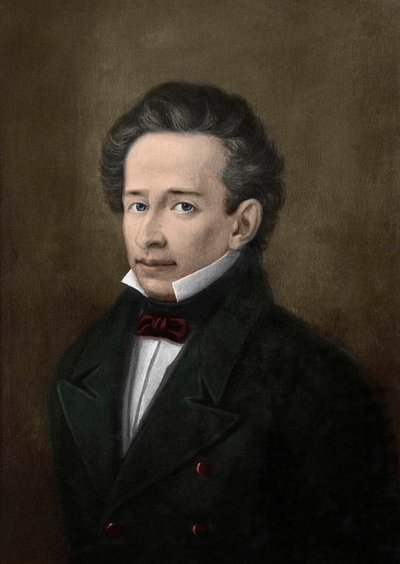 贾科莫-莱奥帕尔迪(1798-1837)的画像，来自A.费拉齐的画像----。 作者 A.（之后）Ferrazzi