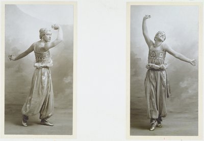 瓦斯拉夫-福米奇-尼金斯基（1889-1950 年）饰演尼古拉-里姆斯基-科萨科夫（1844-1908 年）《舍赫拉扎德》中黑奴一角的肖像（黑白照片） 作者 伯特