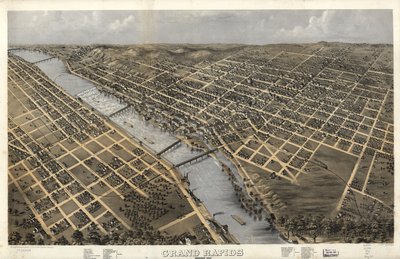 密歇根州大急流城，1868 年。LOC 73693428 作者 一个;芝加哥平版印刷公司鲁格