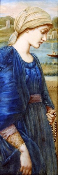 Flamma Vestalis，仿照E. C. Burne-Jones爵士，约1890年（象牙色水彩）。 作者 A.科西·拉利