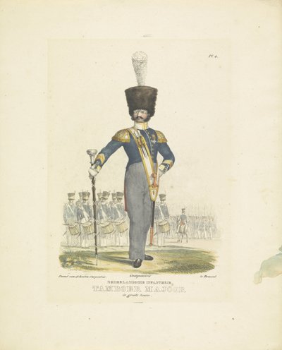 身着全套军装的鼓手
身着全套制服的鼓手，1820-1825 年
荷兰步兵。身着全套制服的鼓乐少校（标题见实物）
荷兰王国的军装。献给威廉-范-比兰特阁下（Seri 作者 舒腾-卡彭蒂埃