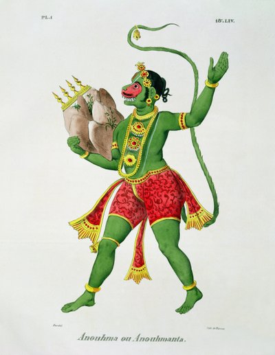 Hanuman，由de Racinet雕刻 作者 A.少