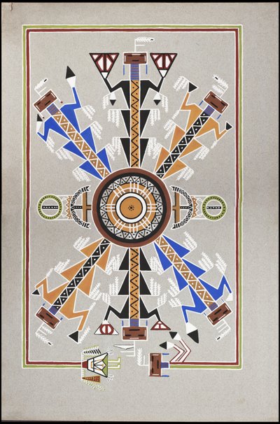 描绘奇佩瓦印第安 "药人""卡登斯 "埋葬地的图画、纳瓦霍沙画和克罗石画 作者 格罗斯曼