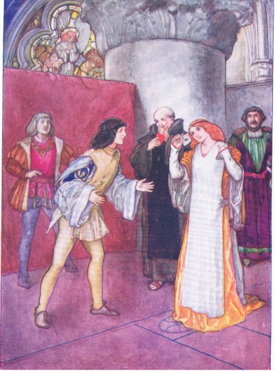 Taking off her mask, the unknown lady proved to be no niece (as was presented) by the lady hero herself (Much Ado About Nothing), from Tales from Shakespeare pub. by Ward Lock & Co Ltd 作者 A. Jackson