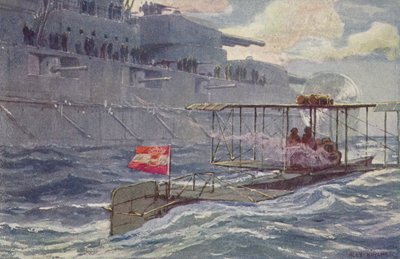 奥地利 - 匈牙利水上飞机通过一艘战舰，第一次世界大战，1914-1918 作者 基尔（A. Kircher）