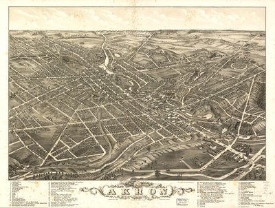 俄亥俄州高峰县阿克伦市的全景图，1882年 作者 A. 鲁格鲁格