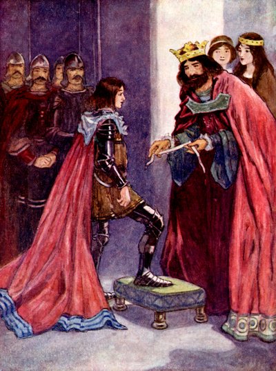 国王将黑王子封为吊袜骑士（1348年，1905年） 作者 A. S. Forrest