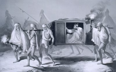 1859年，在卢迪亚纳和阿姆利则之间的旁遮普邦，印度风格的驿站。 作者 A.索尔特科夫