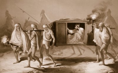 1859年，在卢迪亚纳和阿姆利则之间的旁遮普邦，印度风格的驿站。 作者 A.索尔特科夫