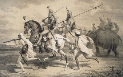 Sikh Chieftans从“印度之旅”酒吧去狩猎。作者：Smith，Elder und Co.，1858 作者 A. Soltykoff
