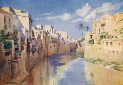 塞古拉河上的奥里韦拉（彩色平版印刷）。 作者 A. Trevor Haddon