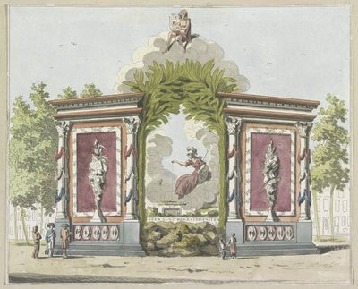 艺术与科学，Noordermarkt 装饰，1795 年 1795年阿姆斯特丹联盟节装饰品十盘（系列标题） 作者 约翰·罗洛夫海报