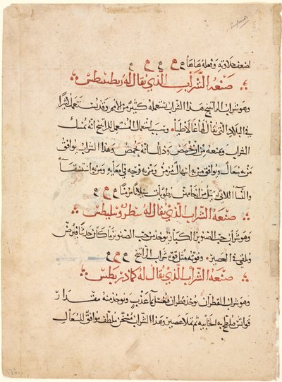 迪奥斯科里德斯《本草纲目》文本页 作者 Abdallah ibn al Fadl (伊拉克)