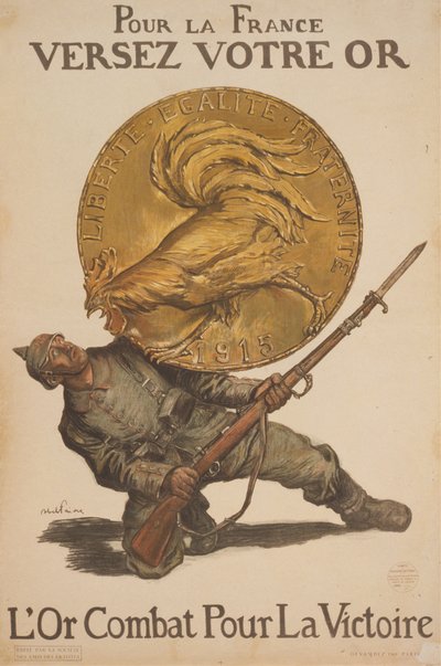 为法国倾注你的黄金。黄金为胜利而战，1915年。 作者 阿贝尔·费弗尔