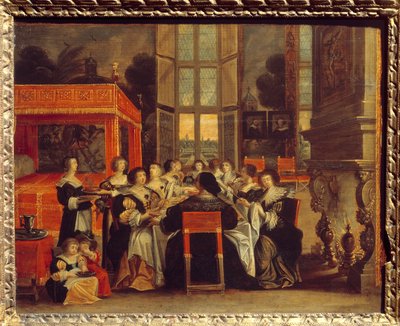 丈夫不在时的女士们的对话。亚伯拉罕-博塞（1602-1676）的晚餐画 17世纪的埃古恩。国家文艺复兴博物馆 作者 亚伯拉罕（继）博塞