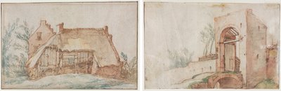 农民的小屋（正面）；桥和门（背面） 作者 亚伯拉罕·布洛玛特（Abraham Bloemaert）