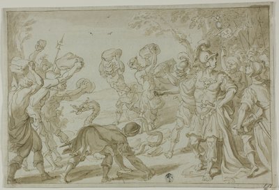 罗马士兵用石头砸蛇 作者 亚伯拉罕·布洛玛特（Abraham Bloemaert）
