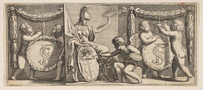密涅瓦（Minerva）和Geniu画的FrançoisSublet de Noyers武器...，十七世纪中后期。 作者 亚伯拉罕·博斯（Abraham Bosse）