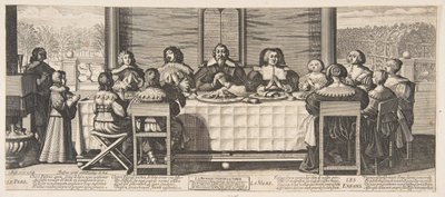 在桌的祝福，ca。 1635。 作者 亚伯拉罕·博斯（Abraham Bosse）