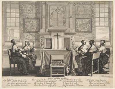 明智的处女交谈，ca。 1635。 作者 亚伯拉罕·博斯（Abraham Bosse）