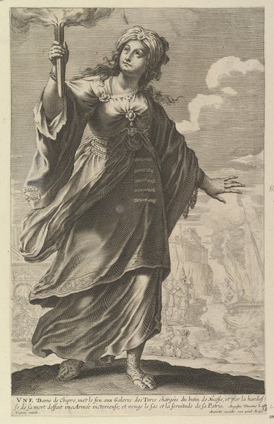 塞浦路斯夫人，1647年。 作者 亚伯拉罕·博斯（Abraham Bosse）