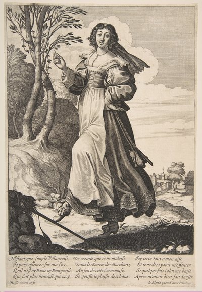 乡村女孩跳舞，1626-28。 作者 亚伯拉罕·博斯（Abraham Bosse）