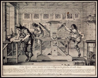 一个雕刻家的工作室，1642年。   作者 亚伯拉罕·博斯（Abraham Bosse）