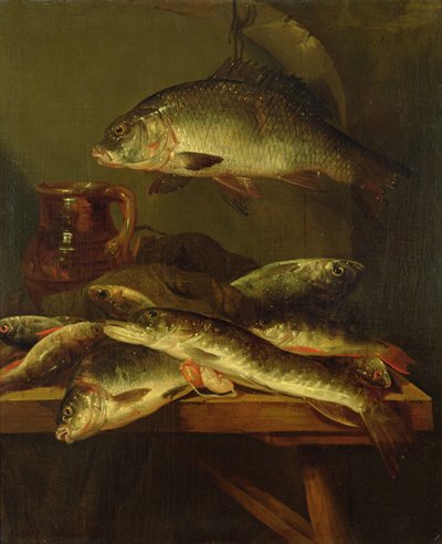 静物与鲤鱼 作者 Abraham Hendricksz van Beyeren