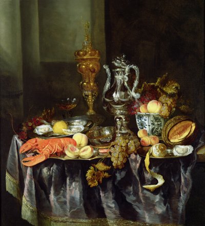 静物与水果和贝类 作者 Abraham Hendricksz van Beyeren