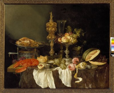 静物与龙虾和土耳其 作者 Abraham Hendricksz van Beyeren