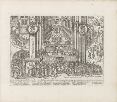 1603-1604年詹姆斯一世加冕时威斯敏斯特教堂的外景。 作者 亚伯拉罕·霍根伯格