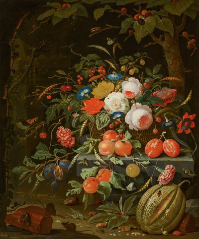 鲜花和水果 作者 亚伯拉罕·米尼翁（Abraham Mignon）