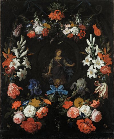 花环，大约1675年 作者 亚伯拉罕·米尼翁（Abraham Mignon）