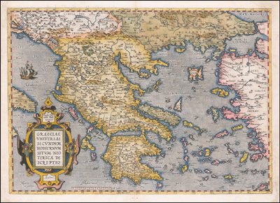 亚伯拉罕-奥特留斯绘制的 1584 年希腊和爱琴海地图 作者 亚伯拉罕·奥特里乌斯（Abraham Ortelius）
