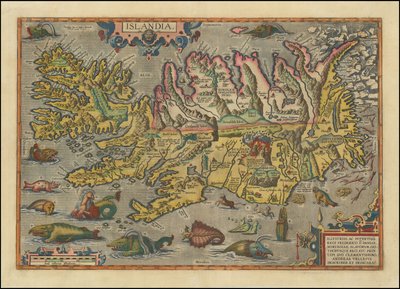 亚伯拉罕-奥特留斯绘制的 1591 年冰岛地图 作者 亚伯拉罕·奥特里乌斯（Abraham Ortelius）