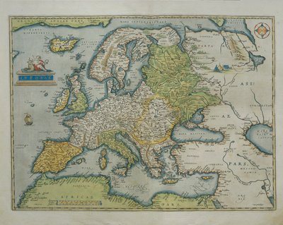 欧洲地图，摘自亚伯拉罕-奥特留斯的《地球地图》（Theatrum Orbis Terrarum）。 作者 Abraham Ortelius