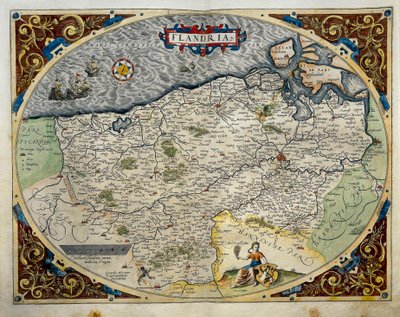 佛兰德斯地图，出自亚伯拉罕-奥特留斯的《奥比斯地图》（Theatrum Orbis Terrarum）。 作者 Abraham Ortelius