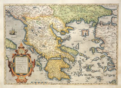 希腊地图，摘自亚伯拉罕-奥特留斯的《地球地图》（Theatrum Orbis Terrarum）。 作者 Abraham Ortelius