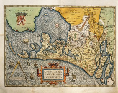 荷兰地图，摘自亚伯拉罕-奥特留斯的《世界地图》（Theatrum Orbis Terrarum）。 作者 Abraham Ortelius