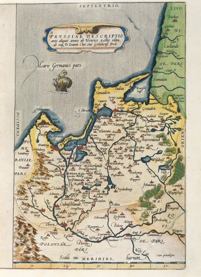 普鲁士地图，摘自亚伯拉罕-奥特留斯的《世界地图》（Theatrum Orbis Terrarum）。 作者 Abraham Ortelius