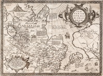 地图俄罗斯的距离：旧世界，1598 作者 亚伯拉罕·奥特里乌斯（Abraham Ortelius）