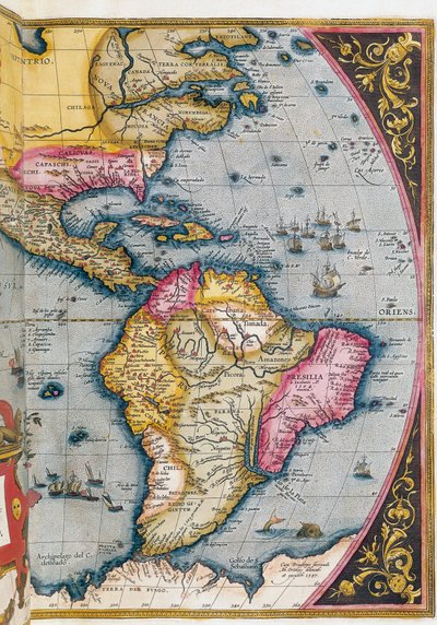 南美洲地图，由亚伯拉罕-奥特留斯绘制 作者 Abraham Ortelius