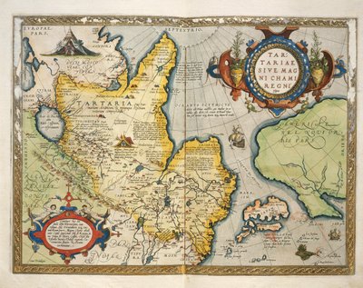 中亚北部鞑靼的地图，摘自亚伯拉罕-奥特留斯的《地球地图》（Theatrum Orbis Terrarum）。 作者 Abraham Ortelius