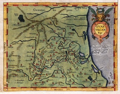 墨西哥湾（瓜斯特坎）地图，来自埃尔南多·德索托 1570 年的探险（雕刻） 作者 亚伯拉罕·奥特里乌斯（Abraham Ortelius）