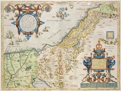 巴勒斯坦，亚伯拉罕-奥特里奥，来自安特卫普的Theatrum Orbis Terrarum，图版。 作者 Abraham Ortelius