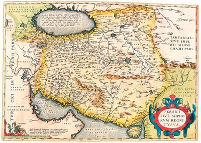 杰拉德·墨卡托 (Gerard Mercator) 的“阿特拉斯”中阿拉伯半岛领土的智慧或波斯王国类型地理地图（Oertel、Ortello 或 Ortel 作者 亚伯拉罕·奥特里乌斯（Abraham Ortelius）